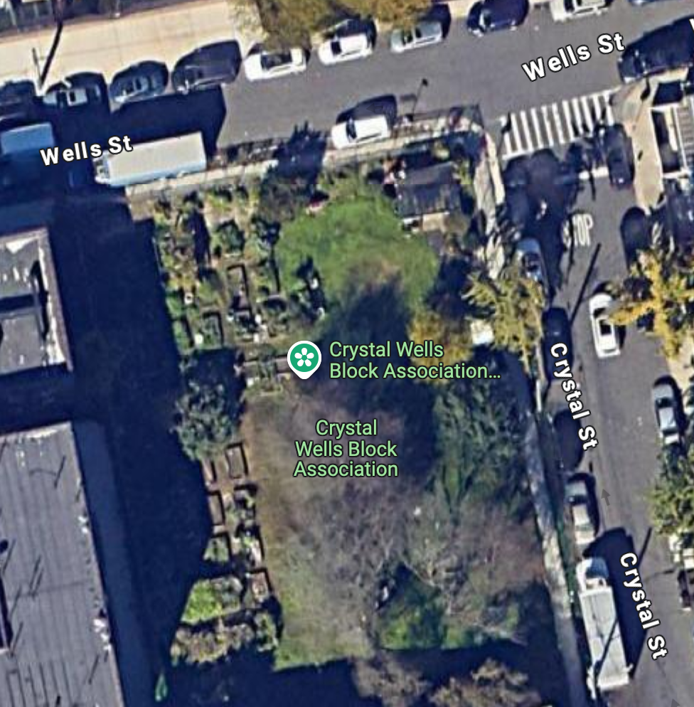overhead view of Crystal Wells garden