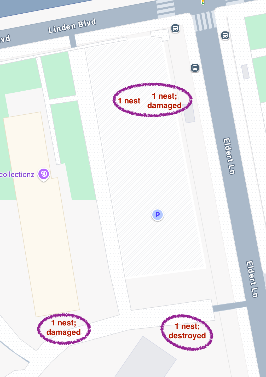 screenshot of one of my mapped regions in Google Maps