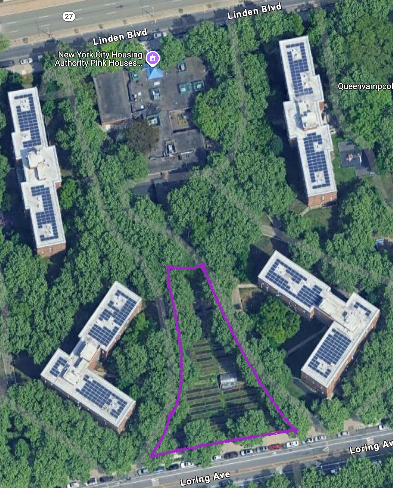 Pink Houses Community Farm from above